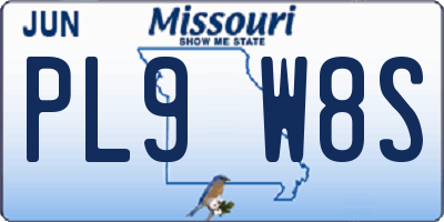 MO license plate PL9W8S