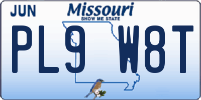 MO license plate PL9W8T