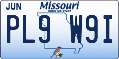 MO license plate PL9W9I