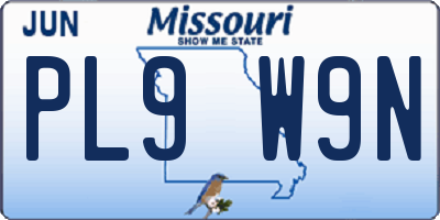 MO license plate PL9W9N