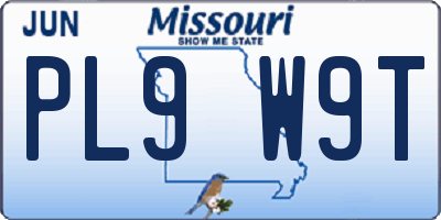 MO license plate PL9W9T