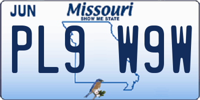 MO license plate PL9W9W