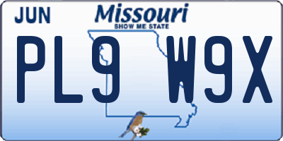 MO license plate PL9W9X