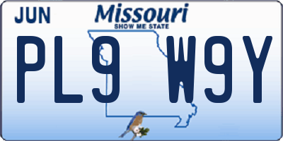 MO license plate PL9W9Y