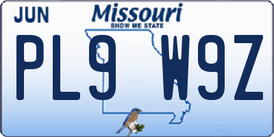 MO license plate PL9W9Z
