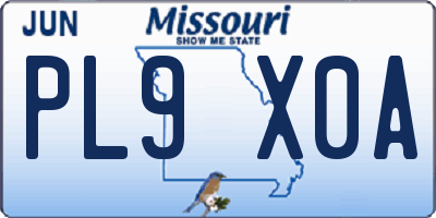MO license plate PL9X0A