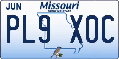 MO license plate PL9X0C