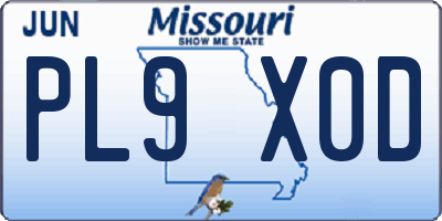 MO license plate PL9X0D