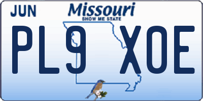 MO license plate PL9X0E