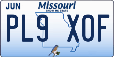 MO license plate PL9X0F