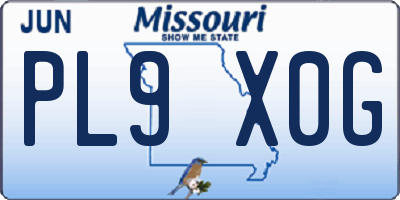MO license plate PL9X0G