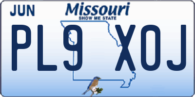 MO license plate PL9X0J