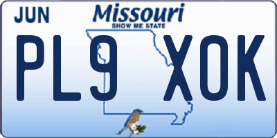 MO license plate PL9X0K