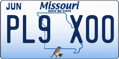 MO license plate PL9X0O