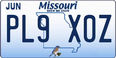 MO license plate PL9X0Z