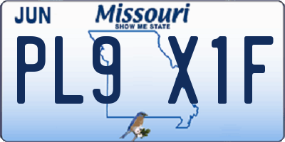MO license plate PL9X1F