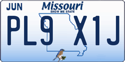 MO license plate PL9X1J