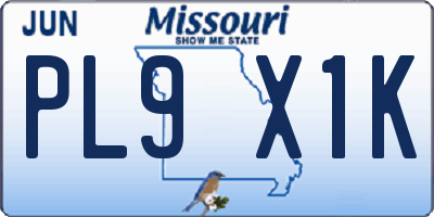 MO license plate PL9X1K