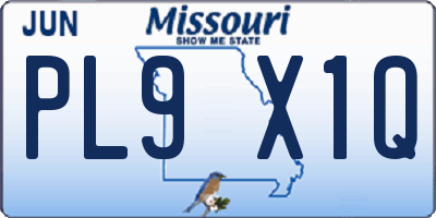 MO license plate PL9X1Q