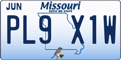 MO license plate PL9X1W