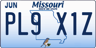 MO license plate PL9X1Z
