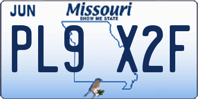 MO license plate PL9X2F