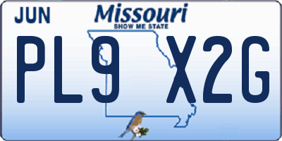 MO license plate PL9X2G