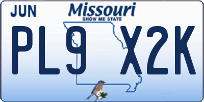 MO license plate PL9X2K