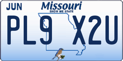 MO license plate PL9X2U