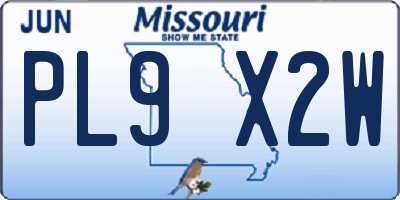 MO license plate PL9X2W