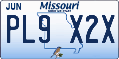 MO license plate PL9X2X