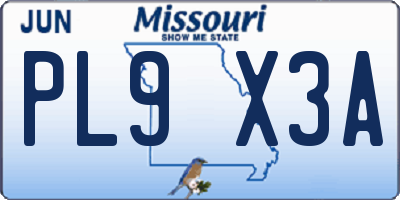 MO license plate PL9X3A