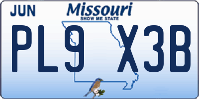 MO license plate PL9X3B