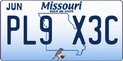 MO license plate PL9X3C