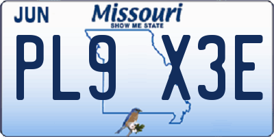 MO license plate PL9X3E