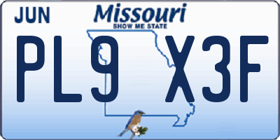 MO license plate PL9X3F