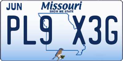 MO license plate PL9X3G