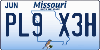 MO license plate PL9X3H