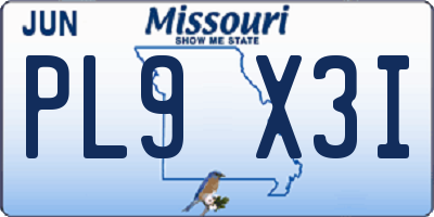 MO license plate PL9X3I