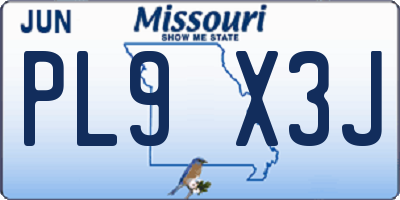 MO license plate PL9X3J