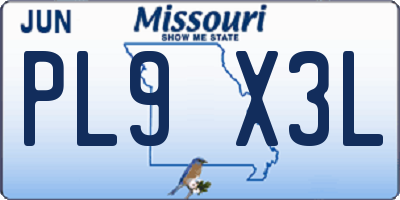 MO license plate PL9X3L