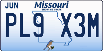 MO license plate PL9X3M
