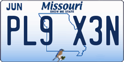 MO license plate PL9X3N