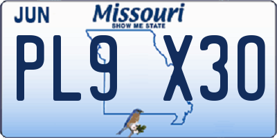 MO license plate PL9X3O