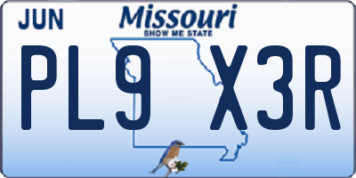 MO license plate PL9X3R