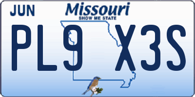 MO license plate PL9X3S