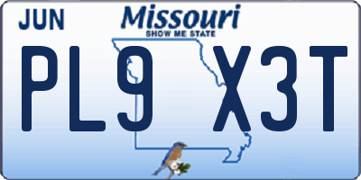 MO license plate PL9X3T
