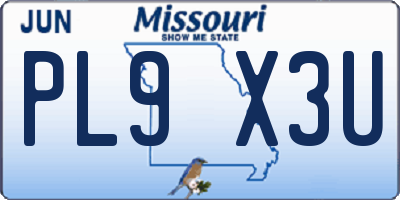 MO license plate PL9X3U