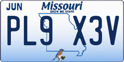 MO license plate PL9X3V