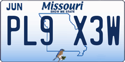 MO license plate PL9X3W